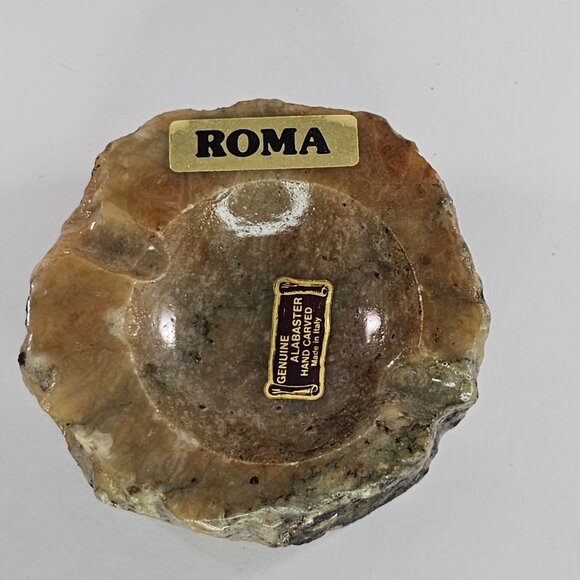 Vintage Genuine Alabaster Hand Carved Ashtray Italy Mid Century - Picture 8 of 8